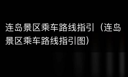 连岛景区乘车路线指引（连岛景区乘车路线指引图）