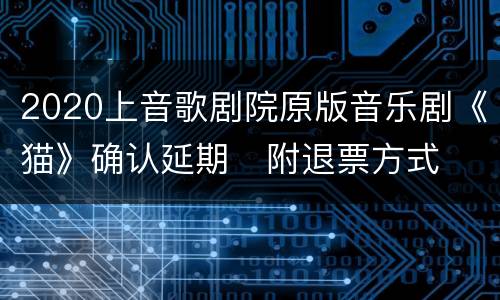 2020上音歌剧院原版音乐剧《猫》确认延期   附退票方式