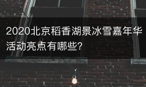 2020北京稻香湖景冰雪嘉年华活动亮点有哪些？