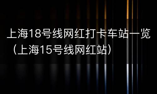 上海18号线网红打卡车站一览（上海15号线网红站）