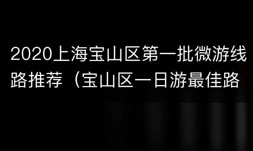 2020上海宝山区第一批微游线路推荐（宝山区一日游最佳路线）
