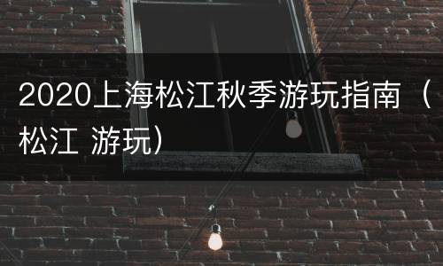 2020上海松江秋季游玩指南（松江 游玩）