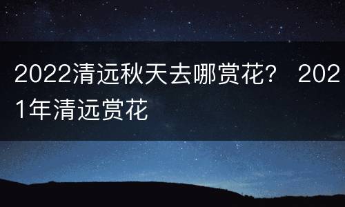 2022清远秋天去哪赏花？ 2021年清远赏花