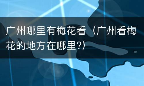 广州哪里有梅花看（广州看梅花的地方在哪里?）