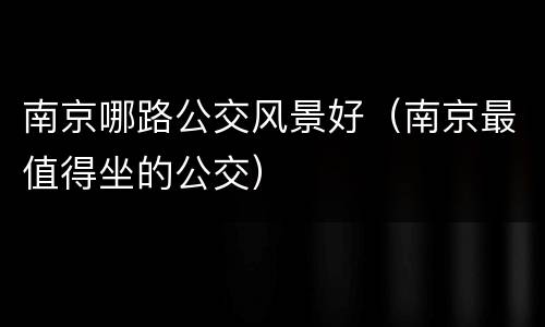 南京哪路公交风景好（南京最值得坐的公交）