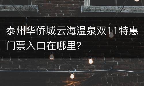 泰州华侨城云海温泉双11特惠门票入口在哪里？