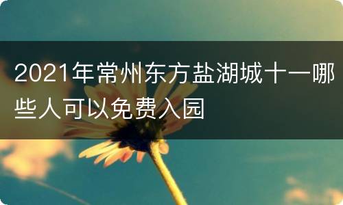 2021年常州东方盐湖城十一哪些人可以免费入园