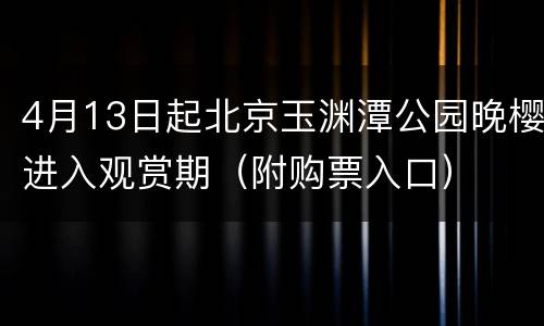 4月13日起北京玉渊潭公园晚樱进入观赏期（附购票入口）