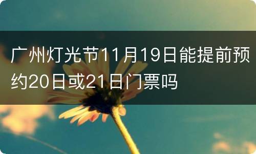 广州灯光节11月19日能提前预约20日或21日门票吗