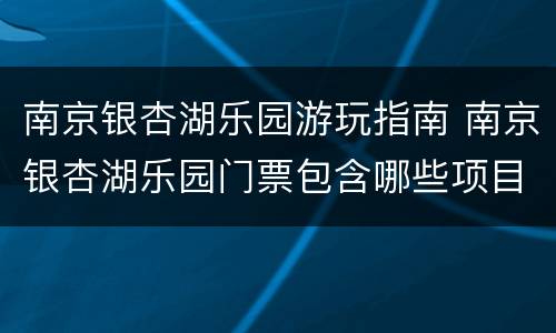 南京银杏湖乐园游玩指南 南京银杏湖乐园门票包含哪些项目