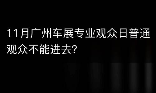 11月广州车展专业观众日普通观众不能进去？