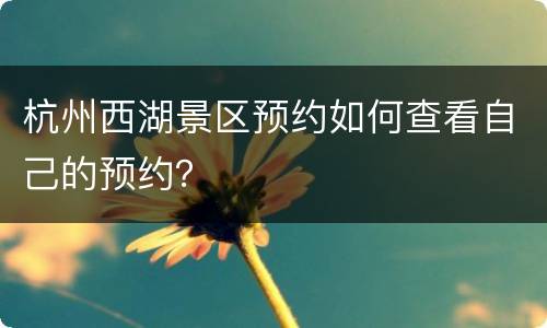 杭州西湖景区预约如何查看自己的预约？