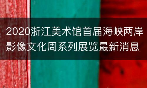 2020浙江美术馆首届海峡两岸影像文化周系列展览最新消息