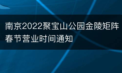 南京2022聚宝山公园金陵矩阵春节营业时间通知