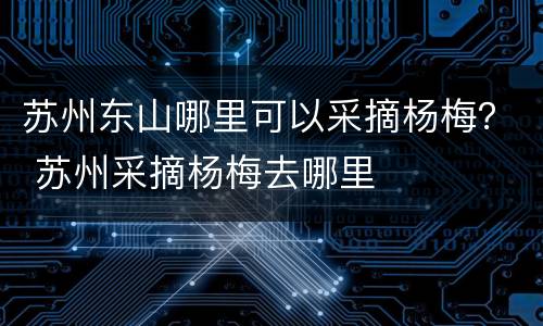 苏州东山哪里可以采摘杨梅？ 苏州采摘杨梅去哪里
