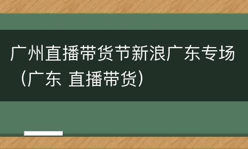 广州直播带货节新浪广东专场（广东 直播带货）