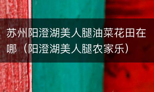 苏州阳澄湖美人腿油菜花田在哪（阳澄湖美人腿农家乐）