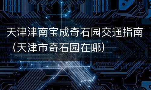 天津津南宝成奇石园交通指南（天津市奇石园在哪）