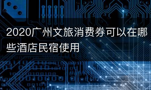 2020广州文旅消费券可以在哪些酒店民宿使用