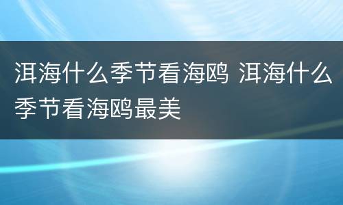 洱海什么季节看海鸥 洱海什么季节看海鸥最美