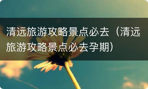清远旅游攻略景点必去（清远旅游攻略景点必去孕期）