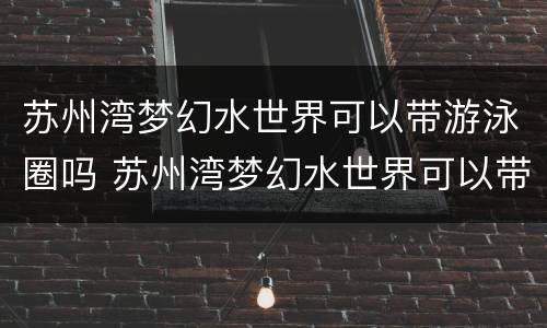 苏州湾梦幻水世界可以带游泳圈吗 苏州湾梦幻水世界可以带游泳圈吗现在