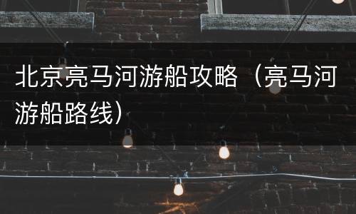 北京亮马河游船攻略（亮马河游船路线）