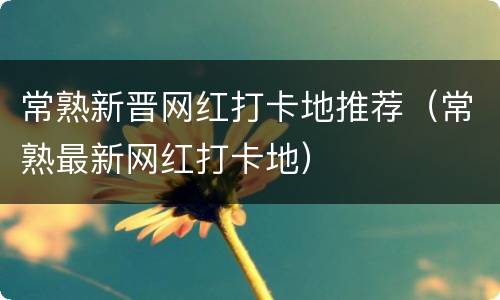 常熟新晋网红打卡地推荐（常熟最新网红打卡地）