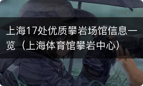 上海17处优质攀岩场馆信息一览（上海体育馆攀岩中心）