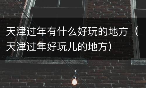 天津过年有什么好玩的地方（天津过年好玩儿的地方）