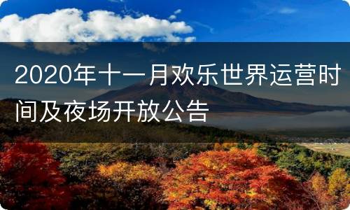 2020年十一月欢乐世界运营时间及夜场开放公告