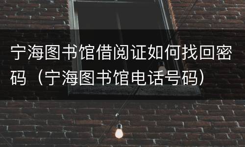 宁海图书馆借阅证如何找回密码（宁海图书馆电话号码）