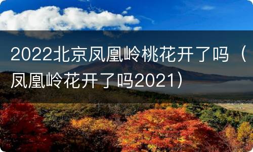 2022北京凤凰岭桃花开了吗（凤凰岭花开了吗2021）