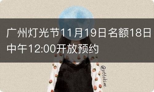广州灯光节11月19日名额18日中午12:00开放预约