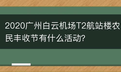 2020广州白云机场T2航站楼农民丰收节有什么活动？