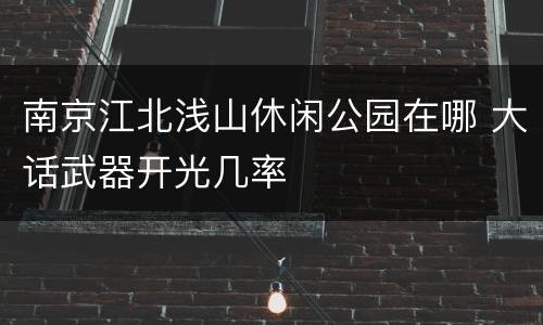 南京江北浅山休闲公园在哪 大话武器开光几率
