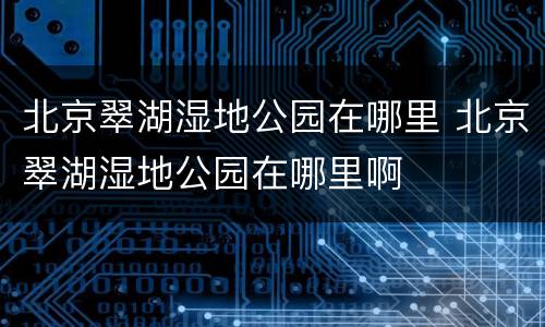 北京翠湖湿地公园在哪里 北京翠湖湿地公园在哪里啊
