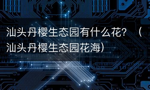 汕头丹樱生态园有什么花？（汕头丹樱生态园花海）