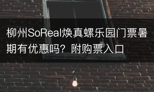 柳州SoReal焕真螺乐园门票暑期有优惠吗？附购票入口