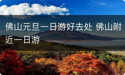 佛山元旦一日游好去处 佛山附近一日游