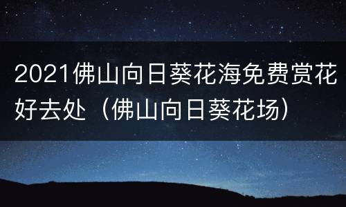 2021佛山向日葵花海免费赏花好去处（佛山向日葵花场）