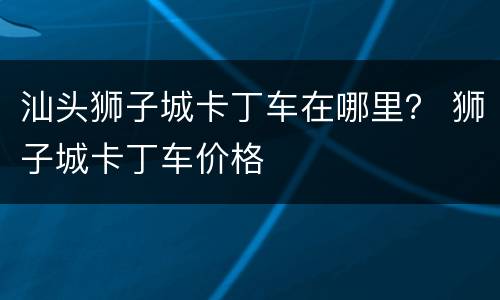 汕头狮子城卡丁车在哪里？ 狮子城卡丁车价格