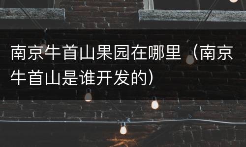 南京牛首山果园在哪里（南京牛首山是谁开发的）