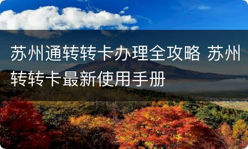 苏州通转转卡办理全攻略 苏州转转卡最新使用手册