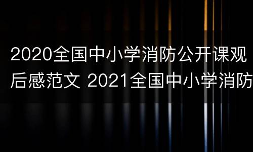 2020全国中小学消防公开课观后感范文 2021全国中小学消防公开课观后感