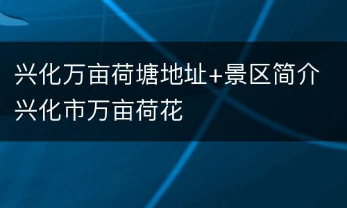 兴化万亩荷塘地址+景区简介 兴化市万亩荷花