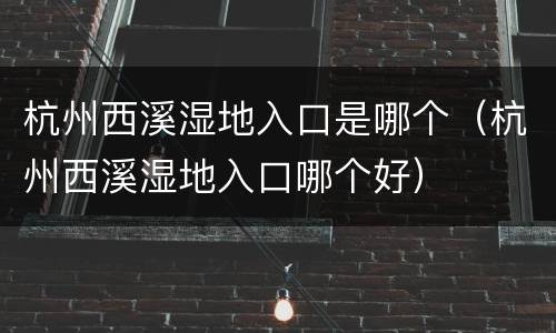 杭州西溪湿地入口是哪个（杭州西溪湿地入口哪个好）