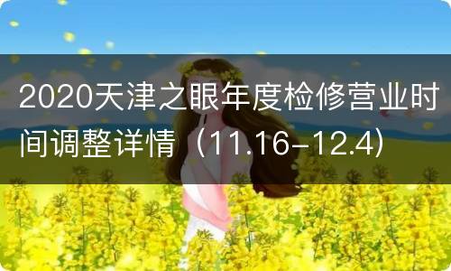 2020天津之眼年度检修营业时间调整详情（11.16-12.4）