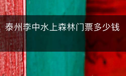 泰州李中水上森林门票多少钱