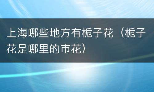 上海哪些地方有栀子花（栀子花是哪里的市花）